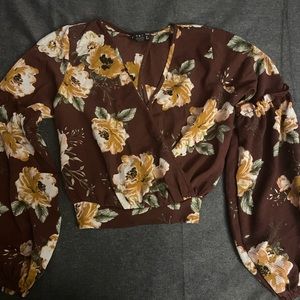 Maroon floral open back top